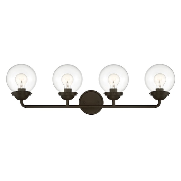 Designers Fountain Knoll 33in 4-Light Oil Rubbed Bronze Retro Modern Indoor Vanity Light with Clear Glass Shades 95904-ORB - main